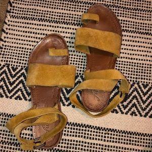 Mustard/brown free people sandals